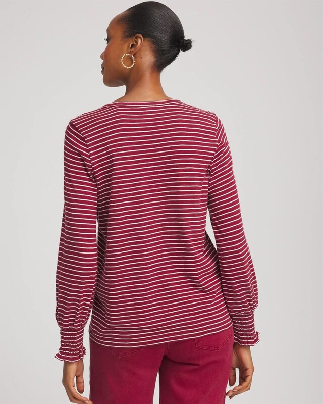 Smocked-Sleeve Cotton-Slub Tee - image 3